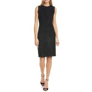 Kate Spade  Women Sleeveless Tinsel Tweed Sheath Dress In Black Lurex 0